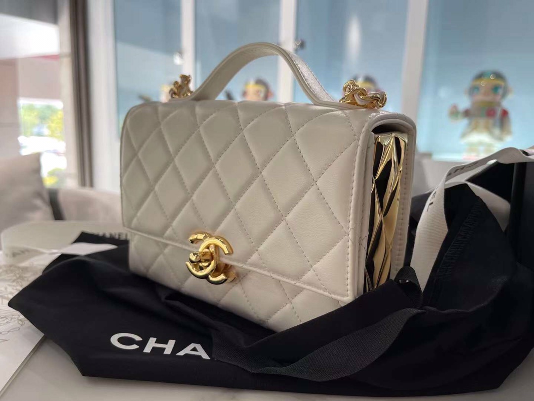 【P1580】香奈儿包包价格 Chanel2021新款菱格纹羊皮手提盒子包 白色