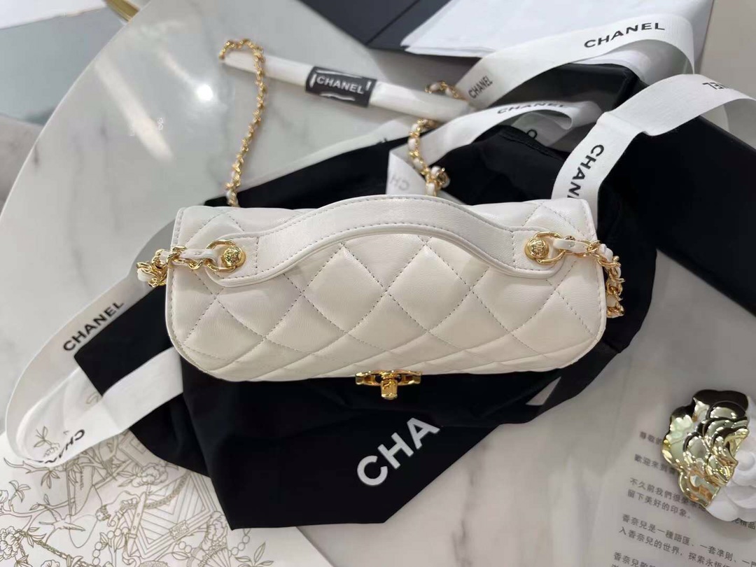 【P1580】香奈儿包包价格 Chanel2021新款菱格纹羊皮手提盒子包 白色