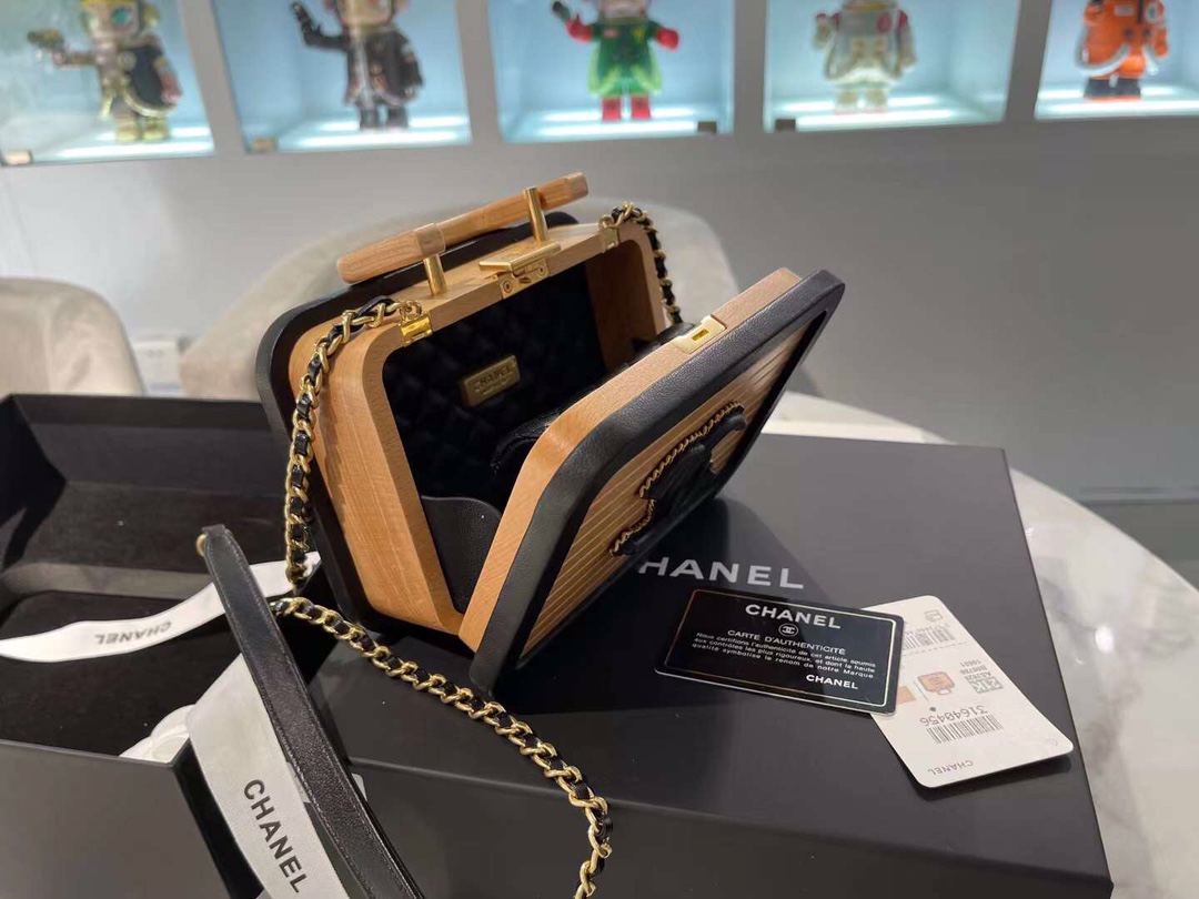【P1880】Chanel包包价格 香奈儿2022早春新款方形木盒子包手提斜挎包