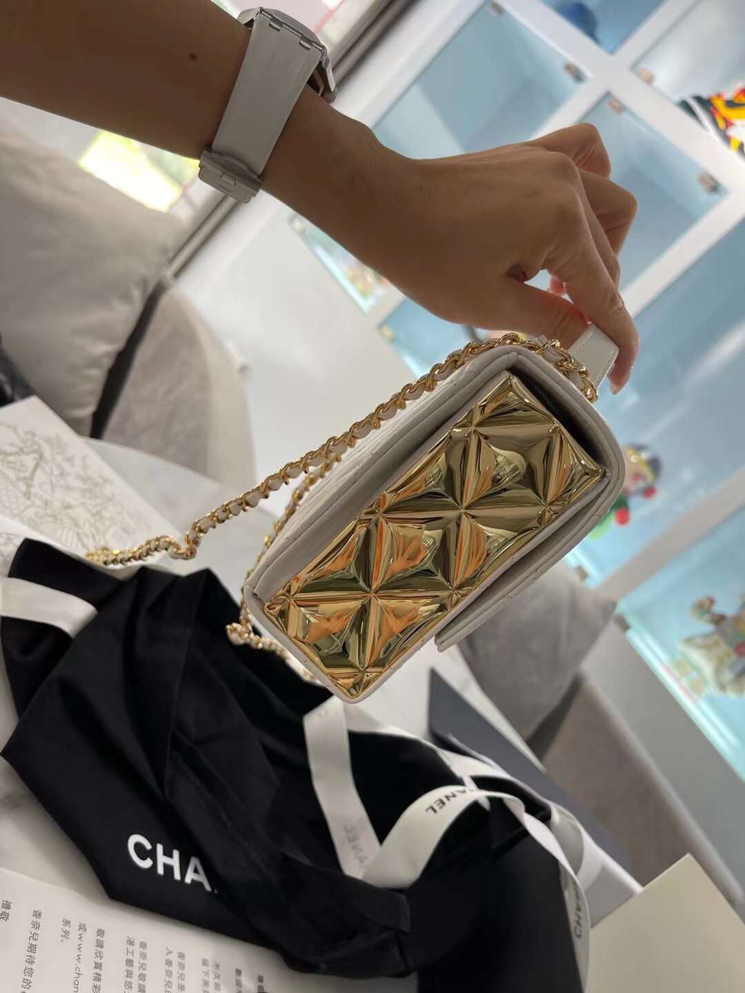 【P1580】香奈儿包包价格 Chanel2021新款菱格纹羊皮手提盒子包 白色
