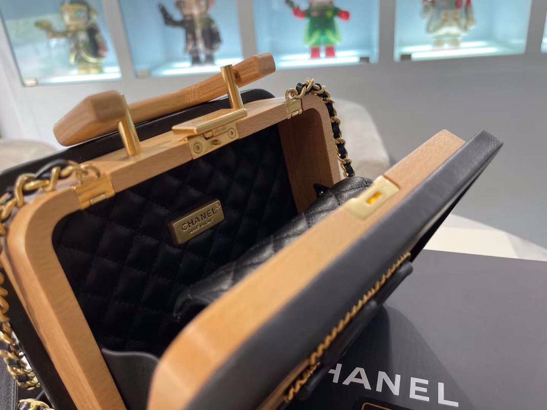 【P1880】Chanel包包价格 香奈儿2022早春新款方形木盒子包手提斜挎包