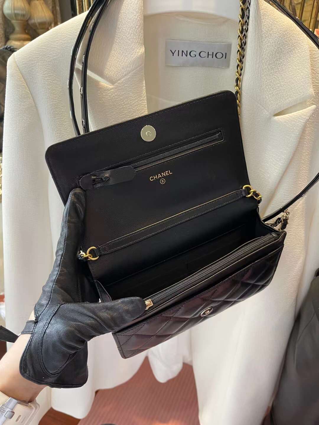 【P1280】香奈儿包包价格 Chanel新款Woc款腰包斜挎包胸包 黑色