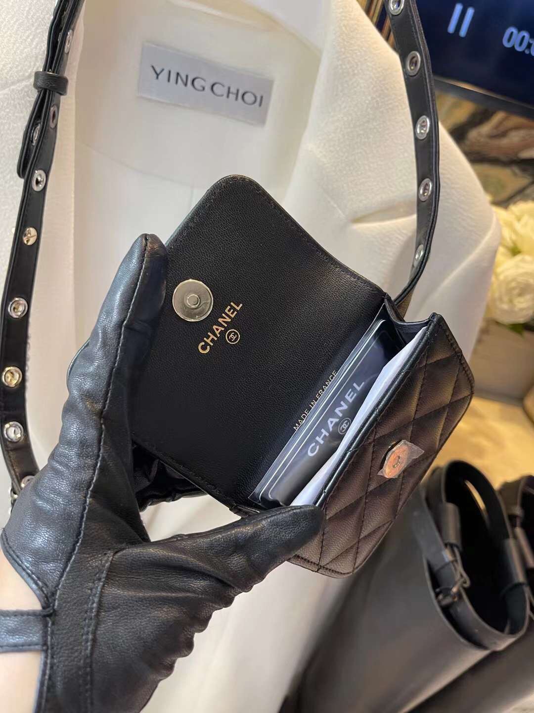 【P1020】广州包包批发 Chanel香奈儿新款黑色菱格链条腰包斜挎胸包