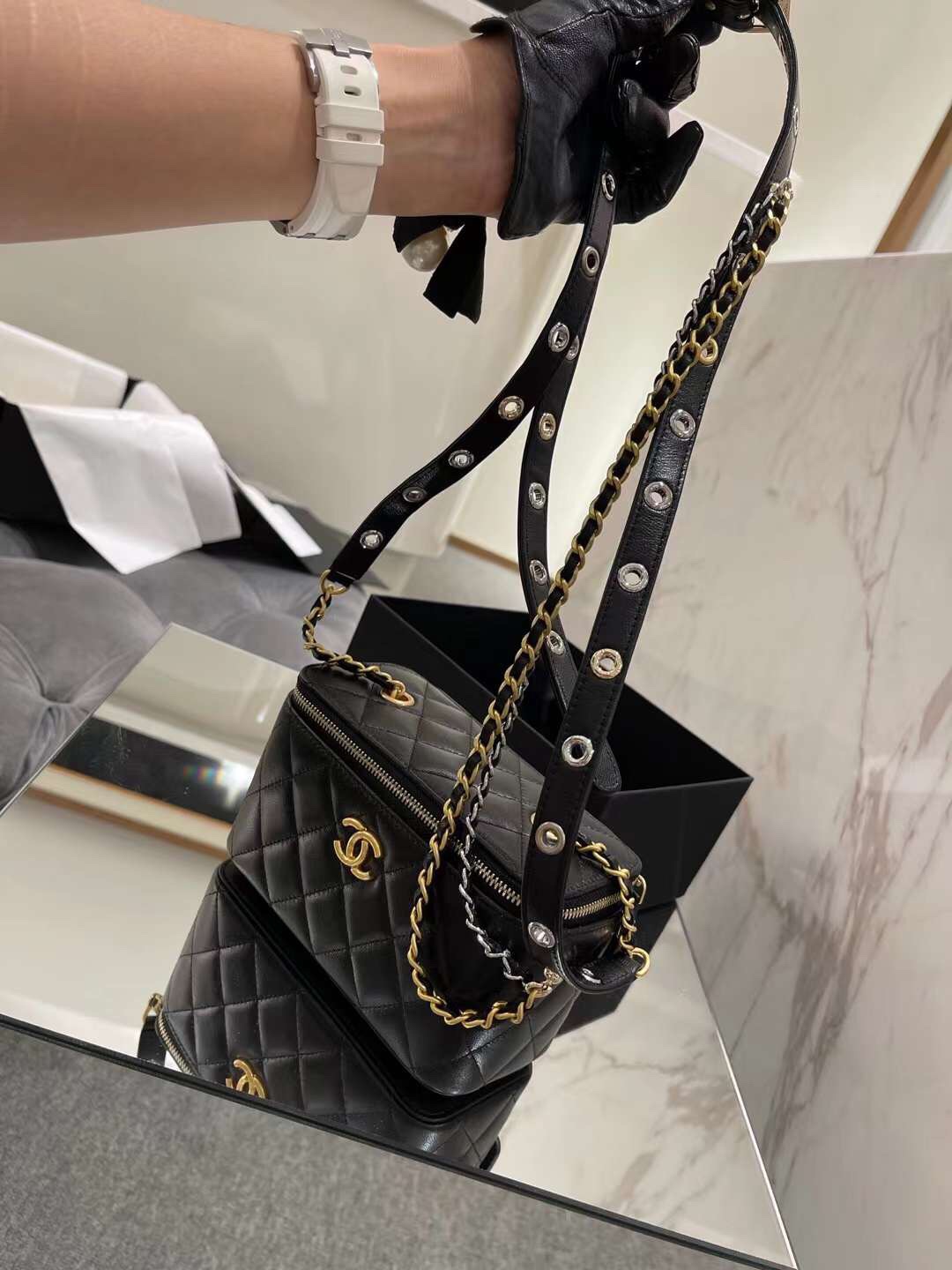【P1280】Chanel包包官网 香奈儿2022春夏新品单肩斜挎化妆包17CM