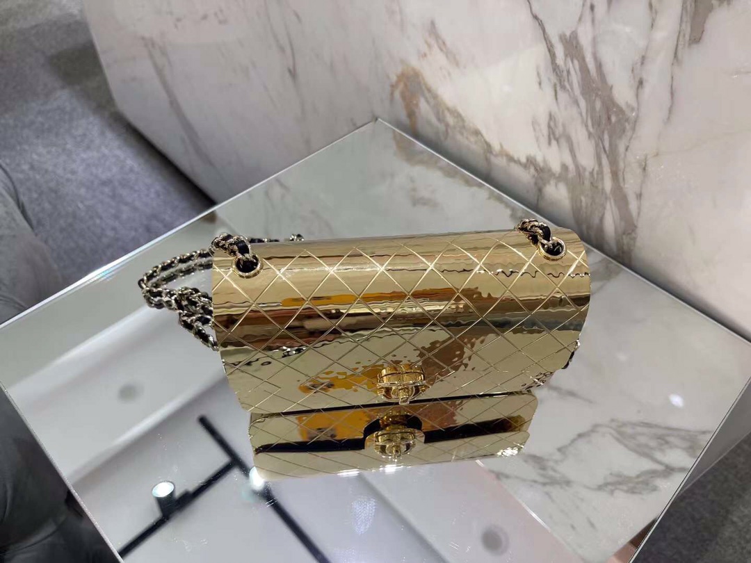 【P3750】Chanel女包价格 香奈儿22年早春新款金属包链条晚宴包 金色