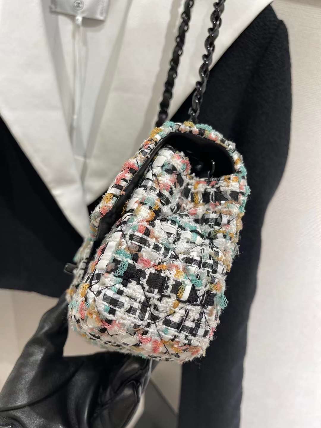 【P1580】Chanel包包官网 香奈儿编织款CF20CM 大mini链条斜挎包