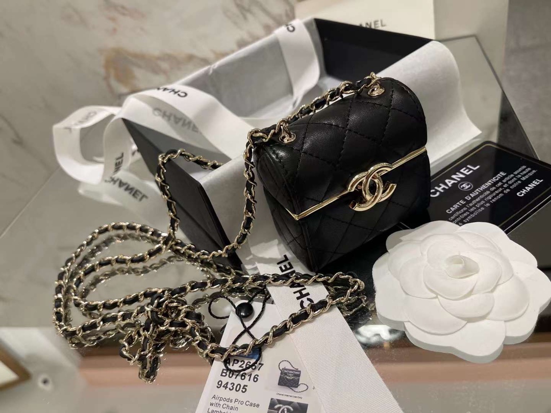 【P1170】香奈儿包包批发 Chanel22年新款黑色迷你烟盒子包化妆包