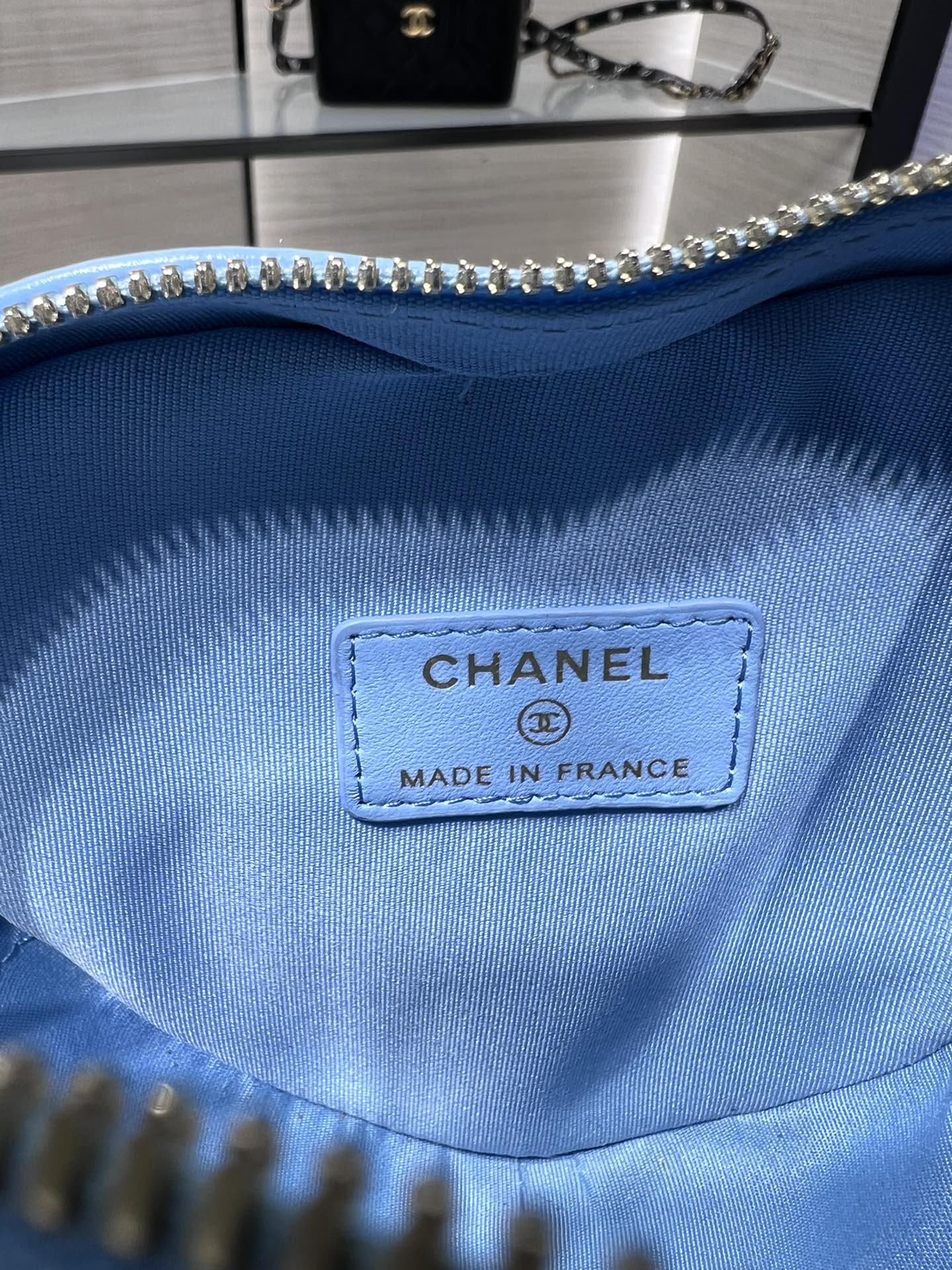【P1200】香奈儿包包货源 Chanel蓝色羊皮菱格春夏新款爱心包链条包