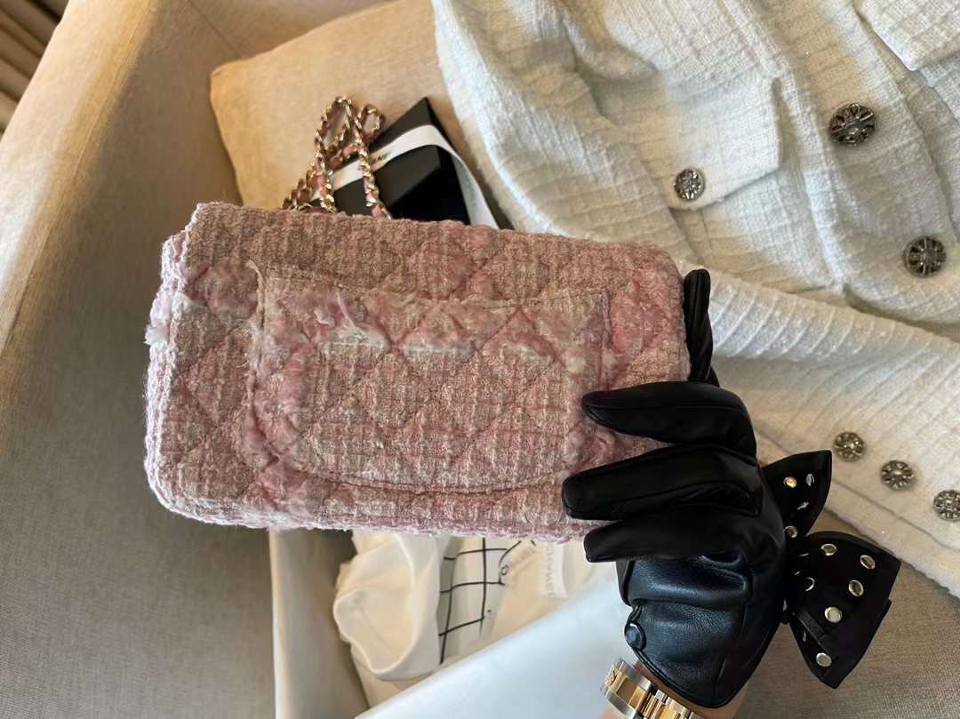 【P1580】香奈儿女包价格 Chanel22年春夏新款独家定制编织款CF女包 樱花粉