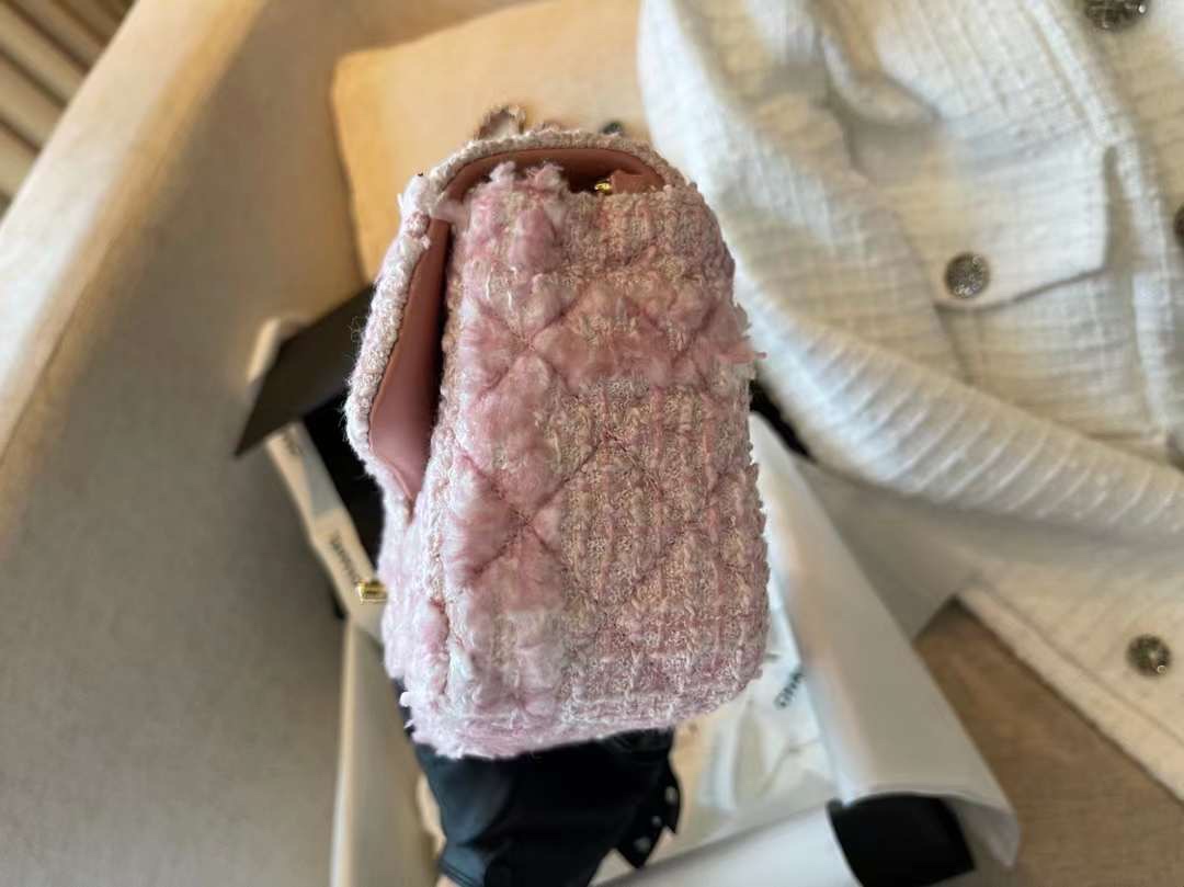 【P1580】香奈儿女包价格 Chanel22年春夏新款独家定制编织款CF女包 樱花粉