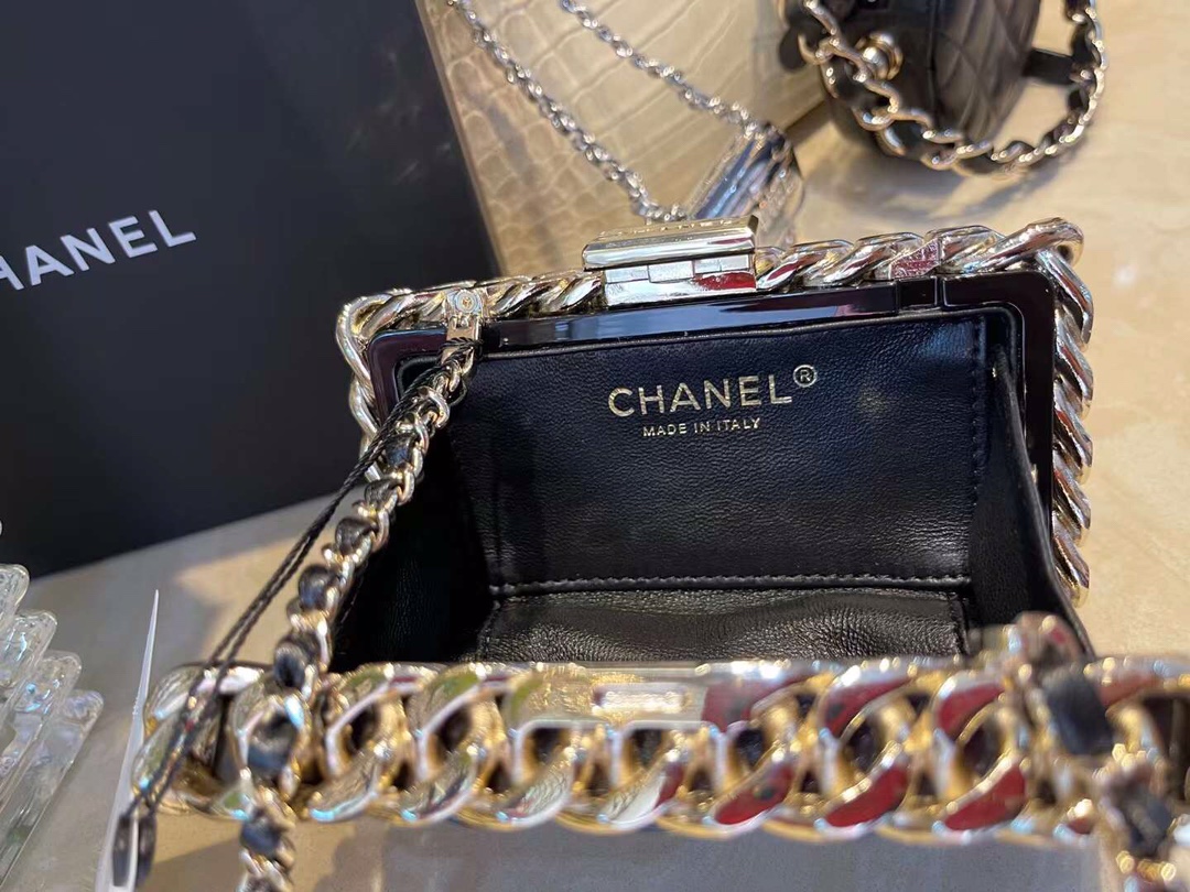 【P2180】一件代发 Chanel香奈儿新款手工制作金属包边盒子包链条包