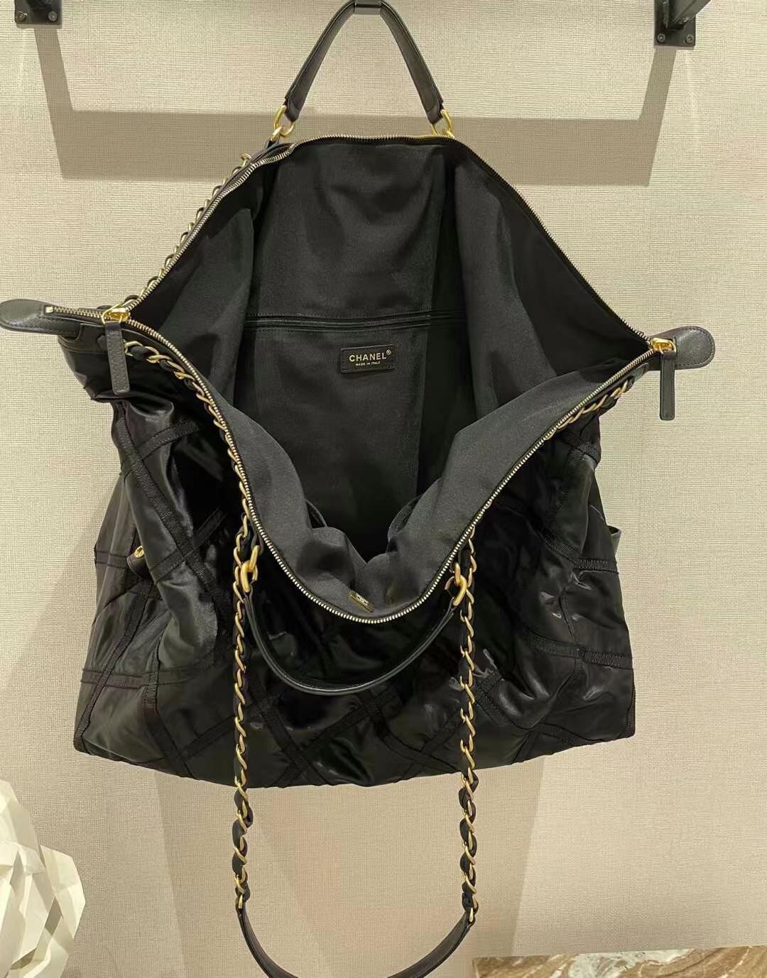 【￥1880】香奈儿新款包包 Chanel黑色尼龙菱格链条手提单肩包旅行包