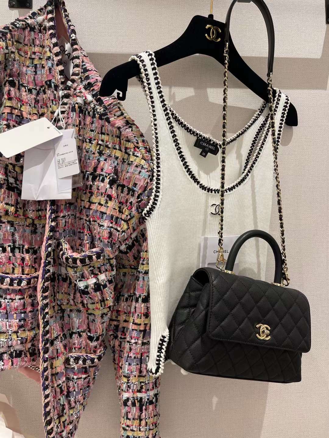 【P2250】Chanel coco handle 22P新版本 原厂haas皮 香槟色五金手提包