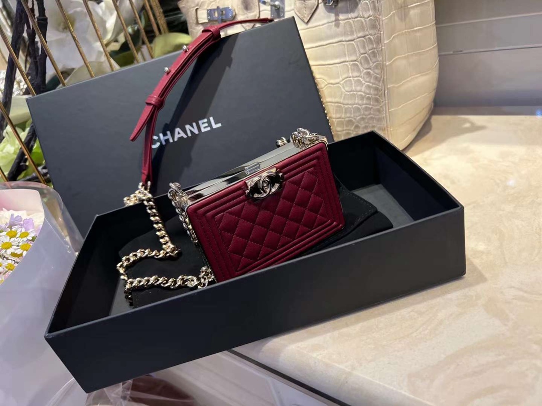 【P1280】香奈儿女包货源 Chanel22年新款Leboy盒子包卡包手拿斜挎包