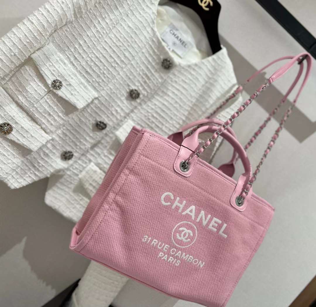 【P1200】Chanel包包官网 香奈儿新色粉色春夏沙滩包度假包单肩购物袋33cm