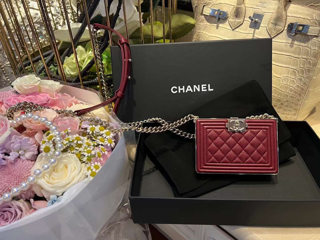 【P1280】香奈儿女包货源 Chanel22年新款Leboy盒子包卡包手拿斜挎包