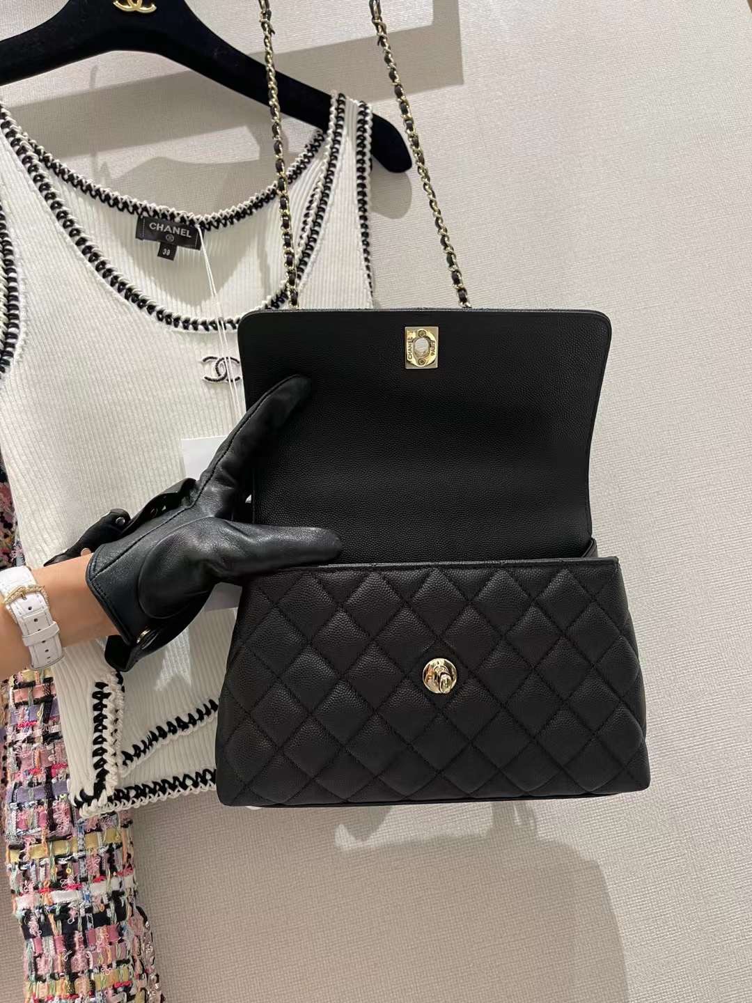 【P2250】Chanel coco handle 22P新版本 原厂haas皮 香槟色五金手提包
