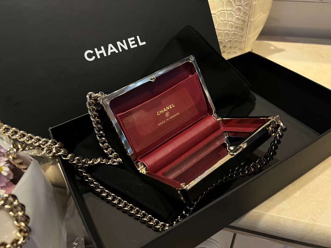 【P1280】香奈儿女包货源 Chanel22年新款Leboy盒子包卡包手拿斜挎包