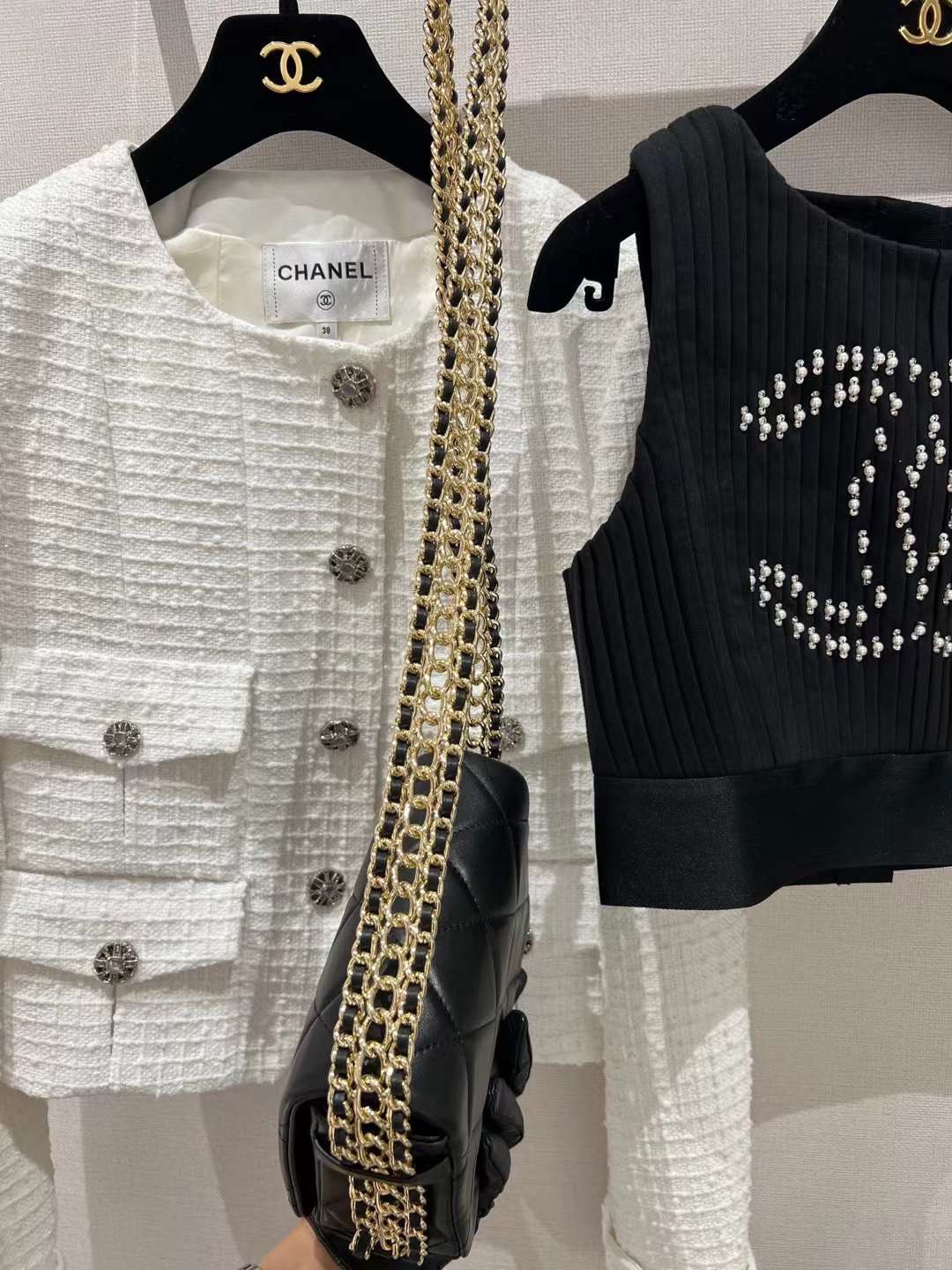【P1880】Chanel包包官网 香奈儿2022新款黑色菱格羊皮链条腋下包单肩包