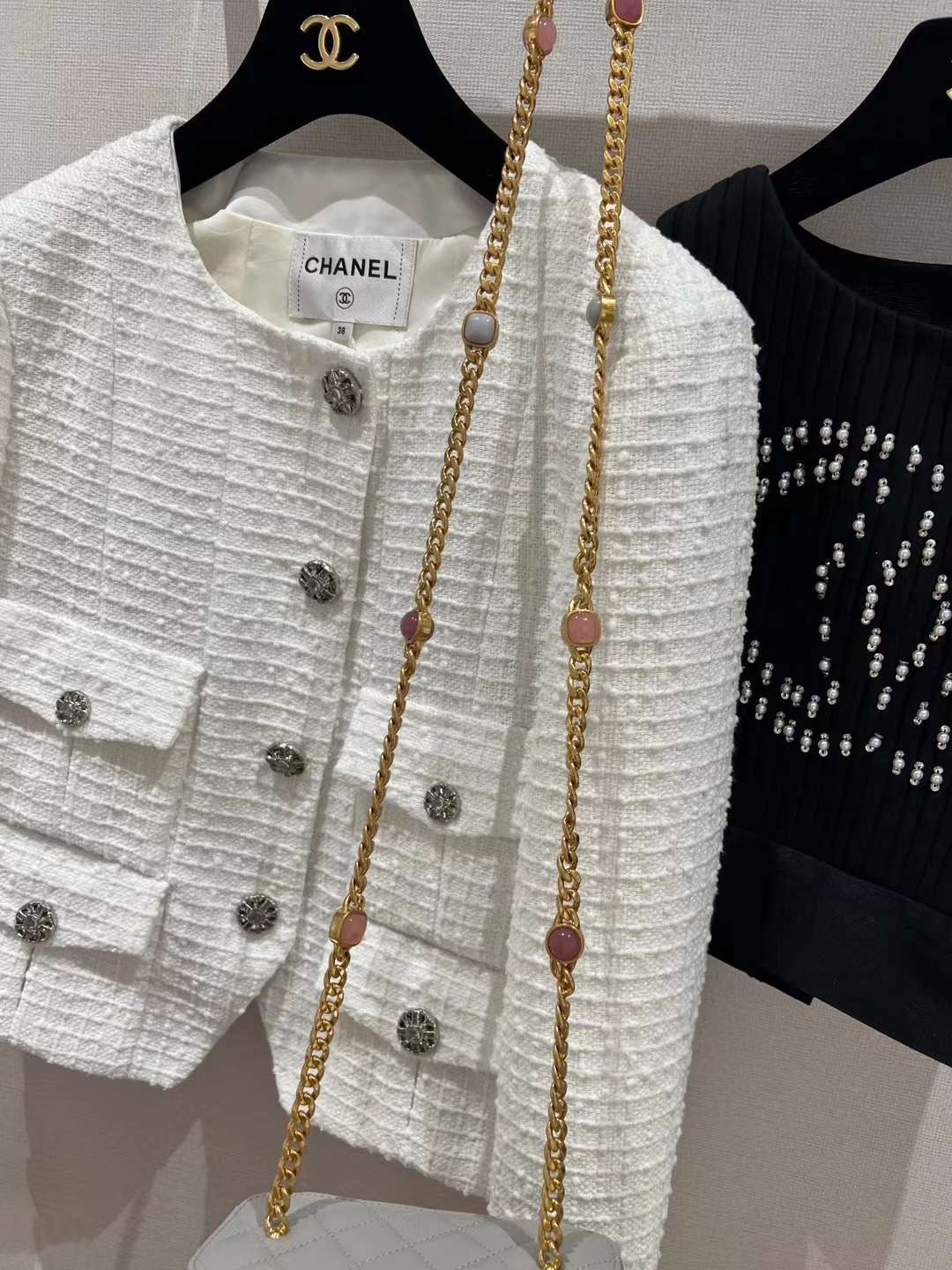 【P1170】Chanel女包价格 香奈儿菱格纹进口羊皮盒子包琉璃珠宝链条包 灰色