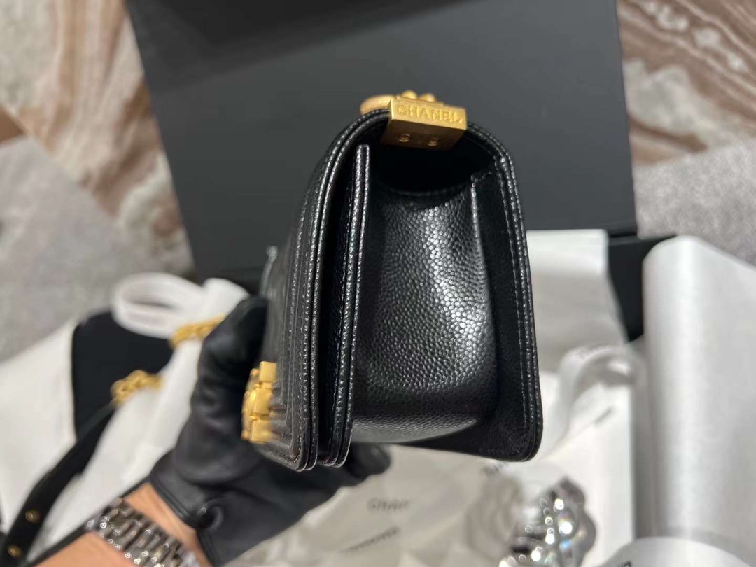 【P1580】Chanel Leboy迷你款 香奈儿经典黑色鱼子酱皮菱格单肩斜挎包