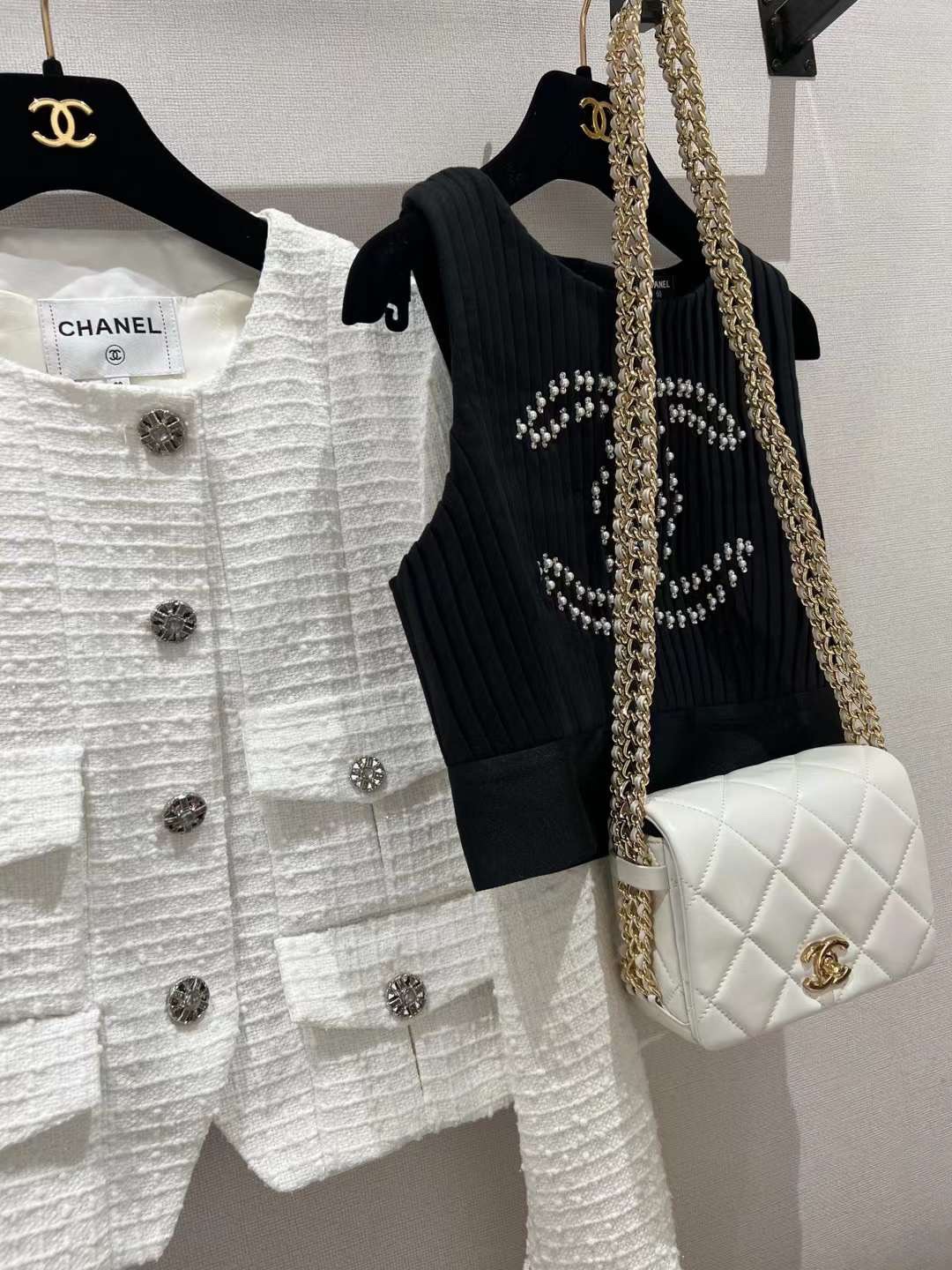 【P1880】香奈儿女包价格 Chanel白色羊皮菱格纹链条包新款腋下包