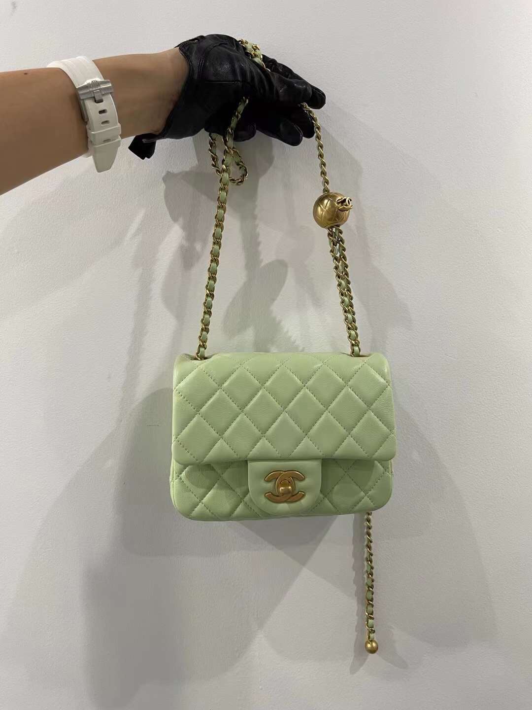 【P1580】香奈儿2022新款女包 Chanel金球调节链条包方胖子CF17CM 幸运绿色
