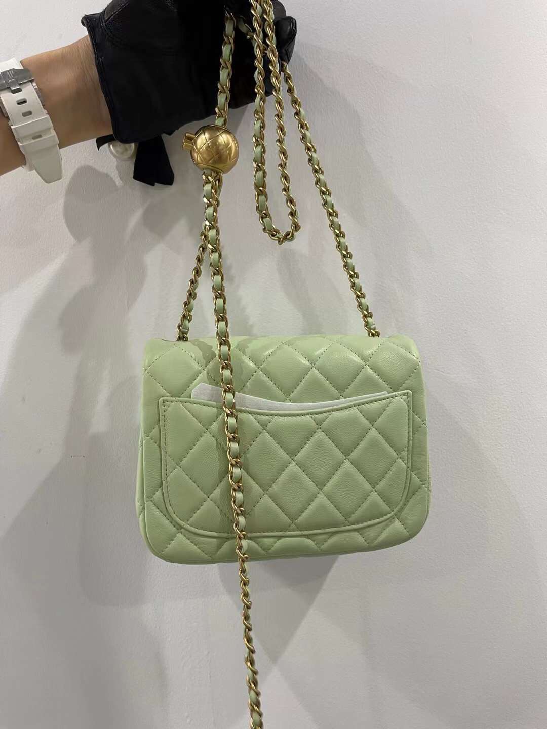 【P1580】香奈儿2022新款女包 Chanel金球调节链条包方胖子CF17CM 幸运绿色