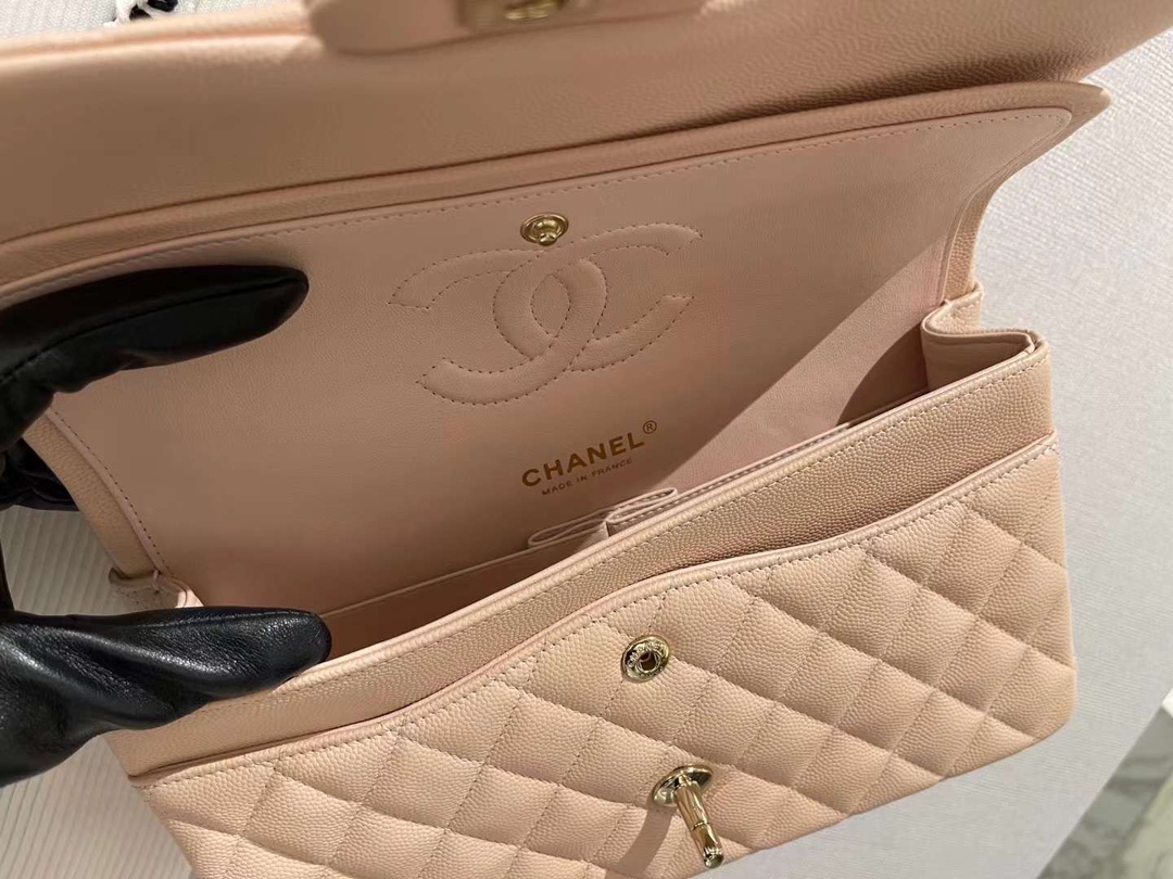 【P2700】Chanel包包官网 香奈儿新色奶茶色原厂皮CF25CM菱格链条包