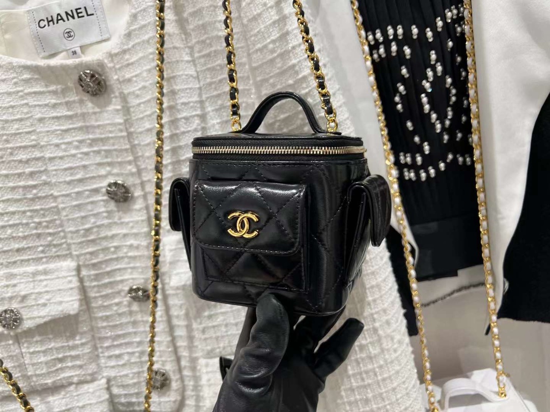 【P1280】Chanel包包价格 香奈儿22年新款黑色短款口袋盒子包化妆包