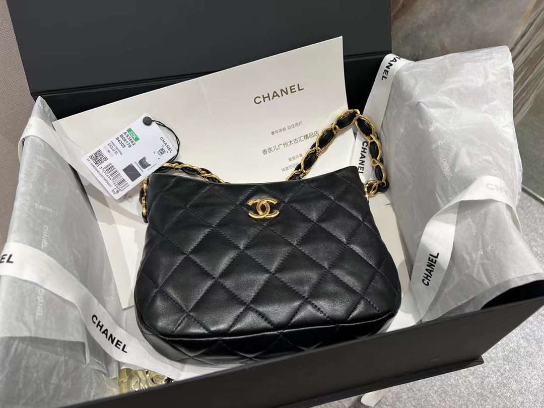 【P1580】广州包包批发 Chanel香奈儿22k 新款hobo休闲腋下包单肩包 黑色