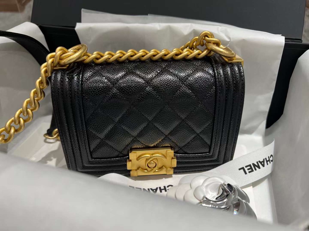 【P1580】Chanel Leboy迷你款 香奈儿经典黑色鱼子酱皮菱格单肩斜挎包