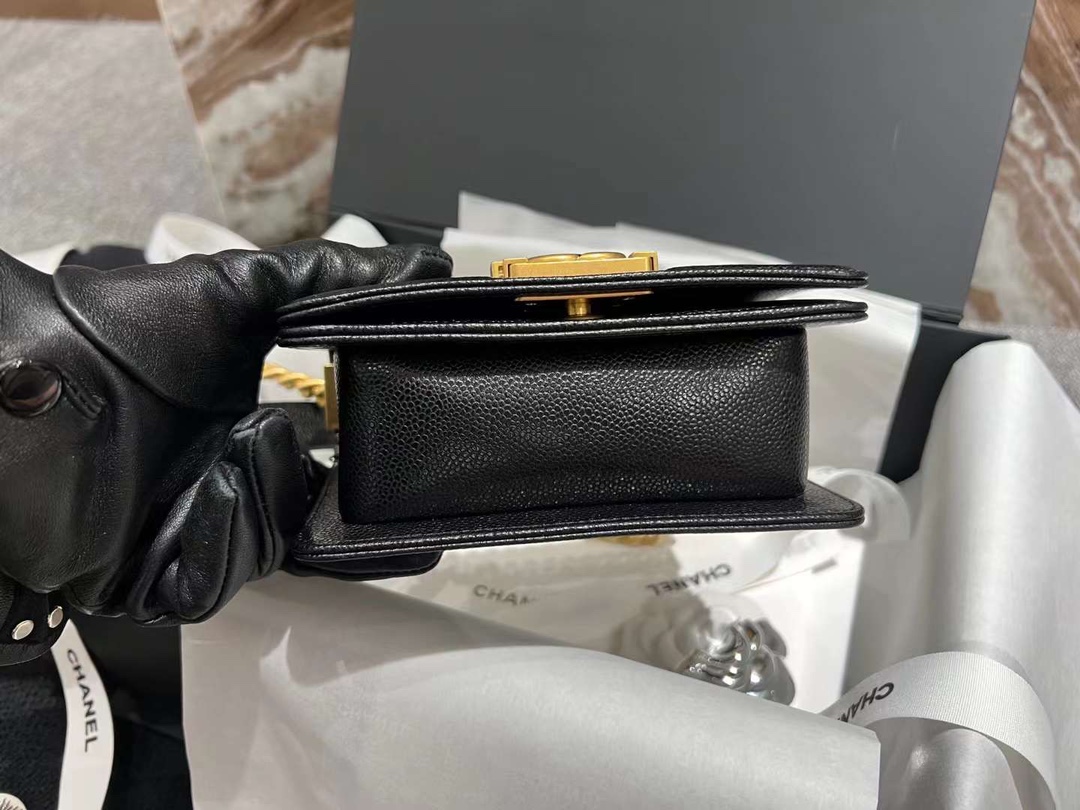 【P1580】Chanel Leboy迷你款 香奈儿经典黑色鱼子酱皮菱格单肩斜挎包
