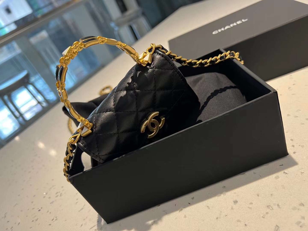 【P1020】香奈儿女包批发 Chanel2022新款珐琅手柄Kelly包迷你手提单肩包