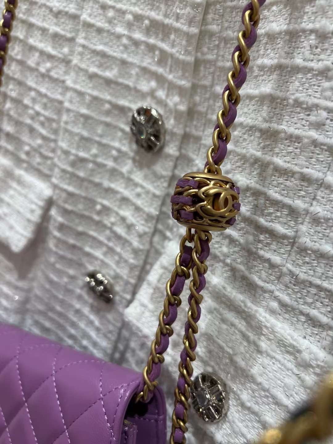 【P1020】Chanel Woc 香奈儿新款金球锁链条空姐包斜挎女包19CM 紫色