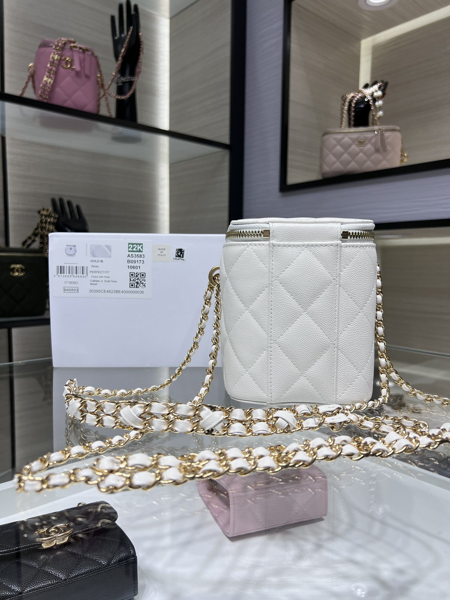 【P1430】香奈儿包包官网 Chanel2022新款双链长方形盒子包斜挎包 白色