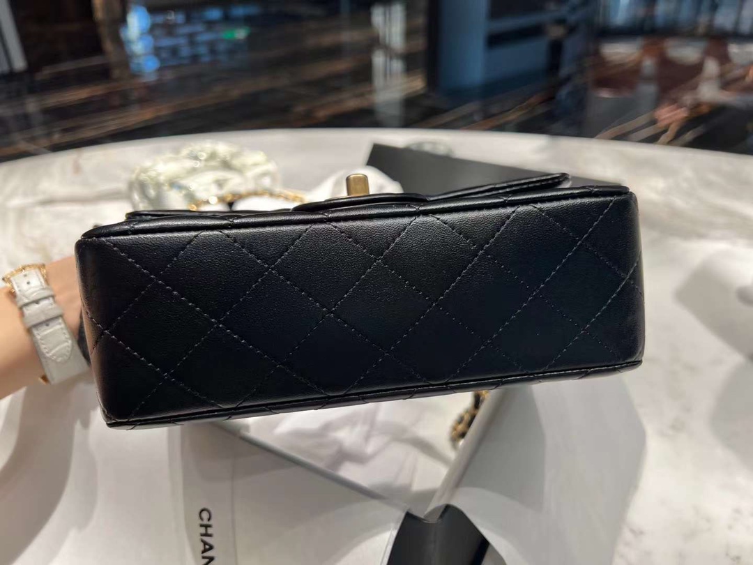 【P1880】Chanel Mini Cf手柄款 香奈儿22年新款羊皮菱格手提斜挎女包20CM