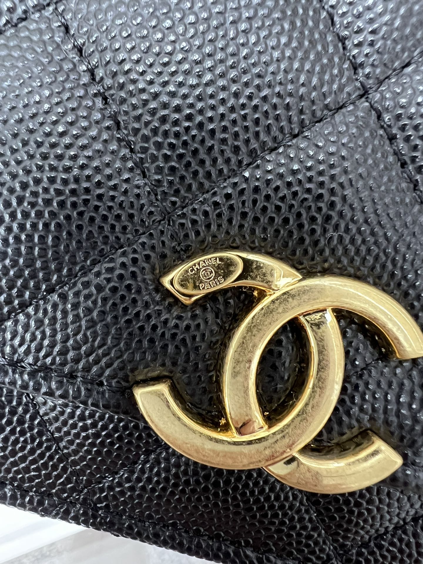 P1280】香奈儿包包官网Chanel 22K双链鱼子酱皮WOC手拎包斜挎包黑色