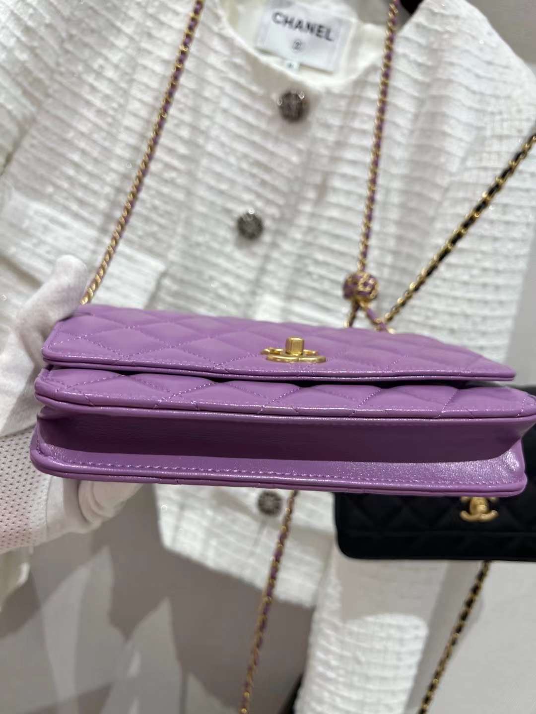 【P1020】Chanel Woc 香奈儿新款金球锁链条空姐包斜挎女包19CM 紫色