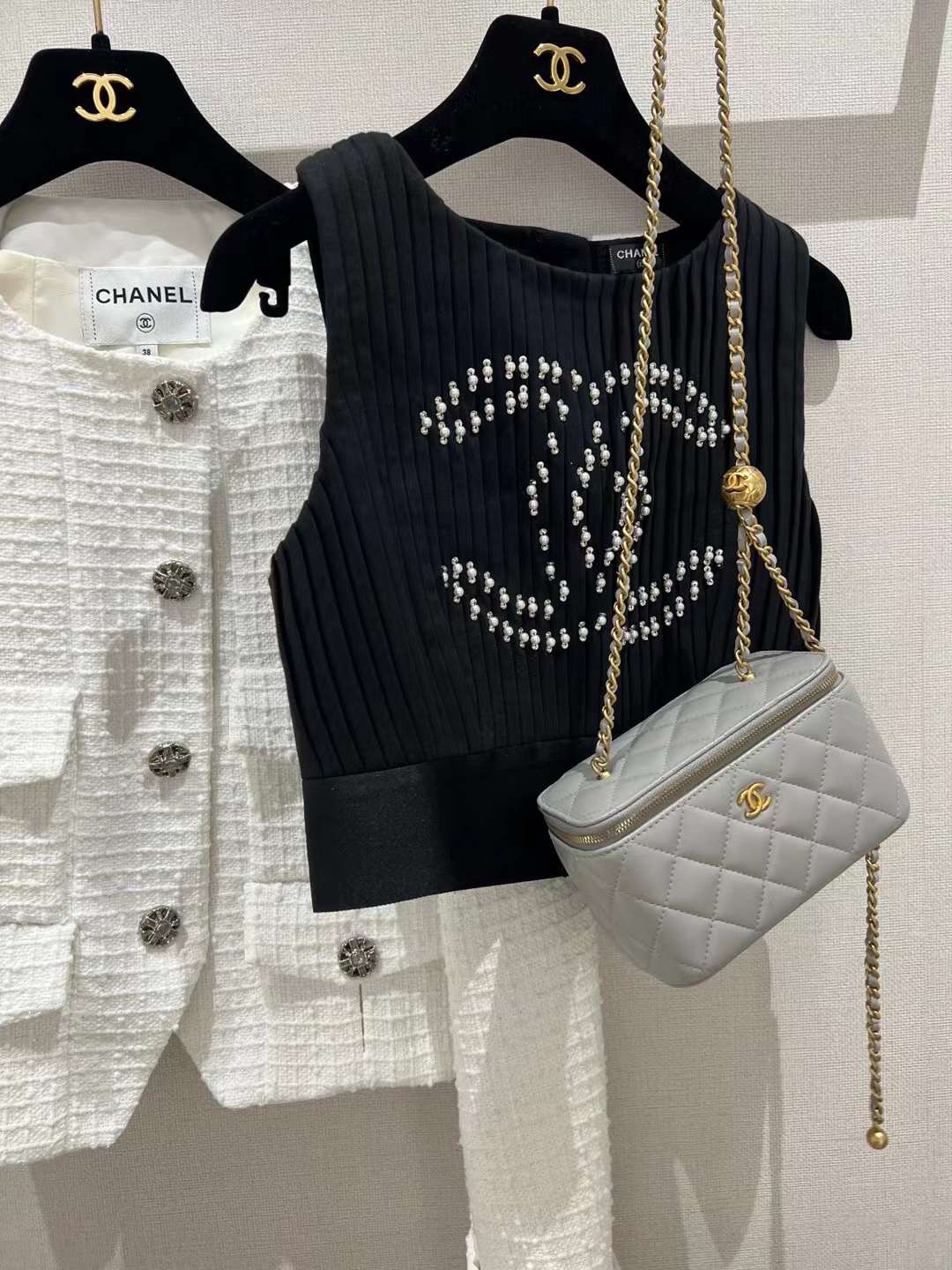 【P1170】一件代发 Chanel香奈儿灰色羊皮升级版金球调节链条单肩斜挎盒子包大号
