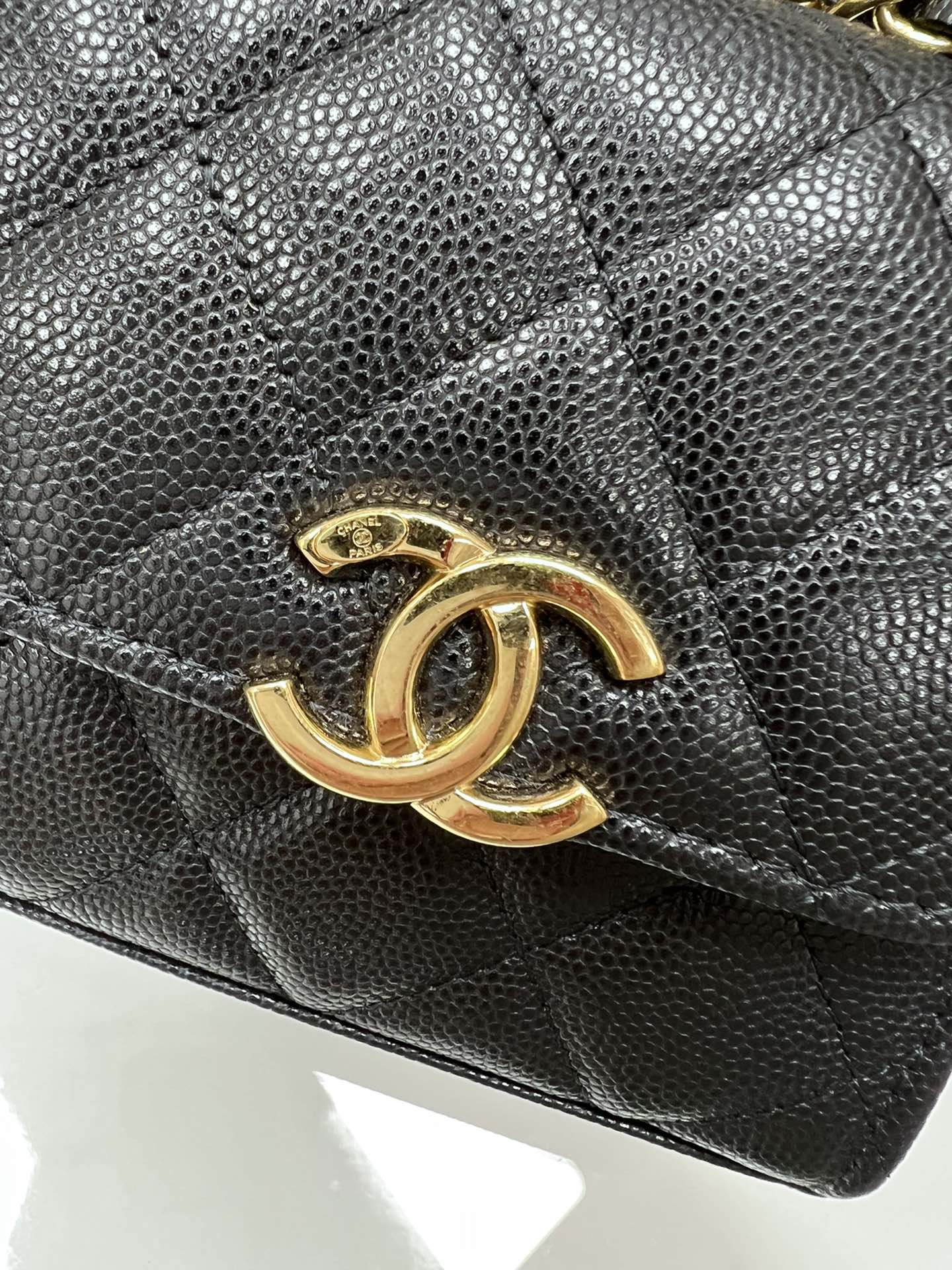 【P1170】一件代发 Chanel香奈儿新款菱格鱼子酱皮22K双链斜挎零钱包 黑色