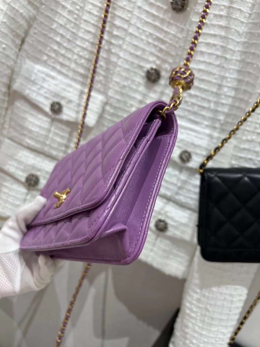 【P1020】Chanel Woc 香奈儿新款金球锁链条空姐包斜挎女包19CM 紫色