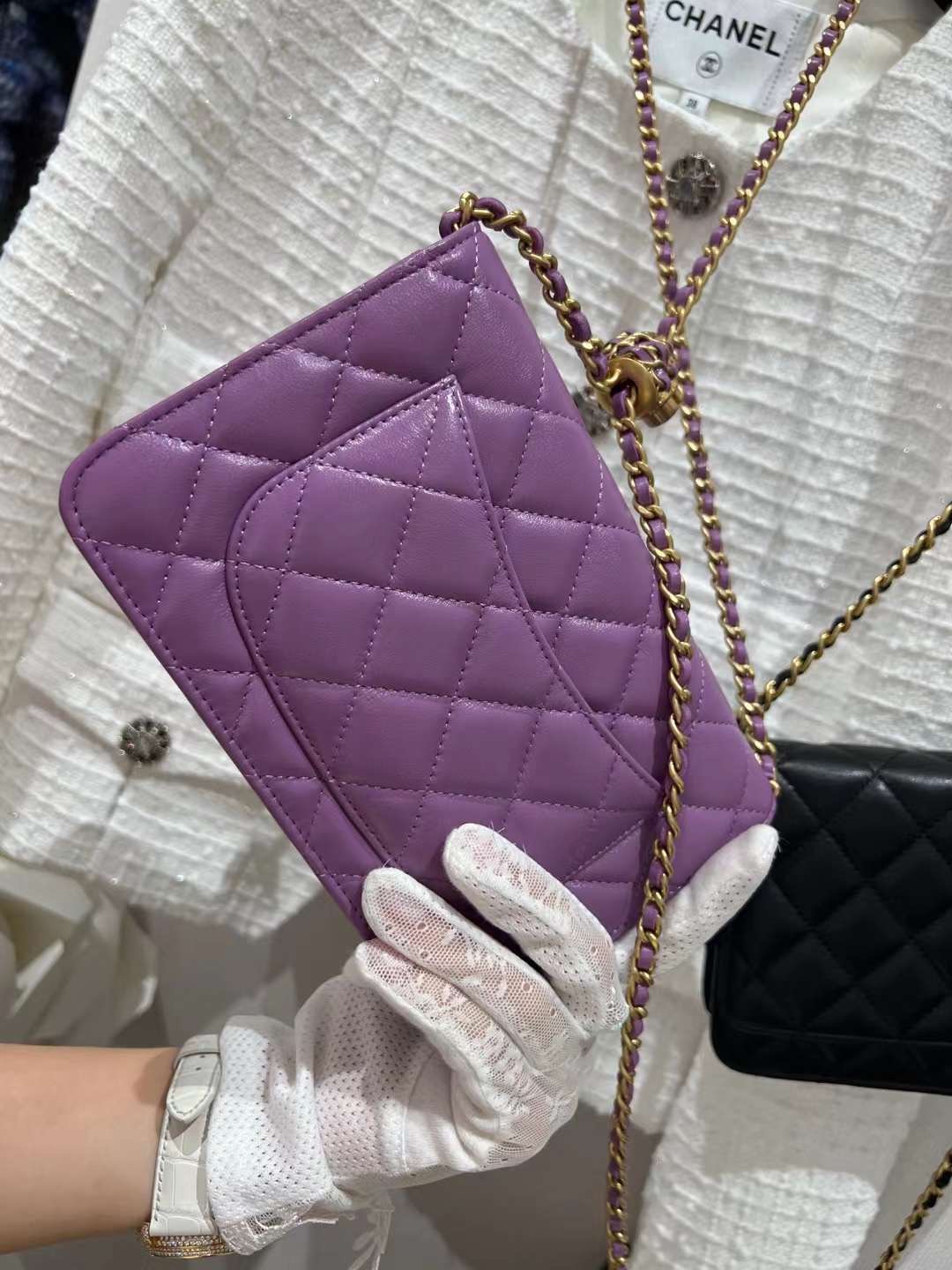 【P1020】Chanel Woc 香奈儿新款金球锁链条空姐包斜挎女包19CM 紫色
