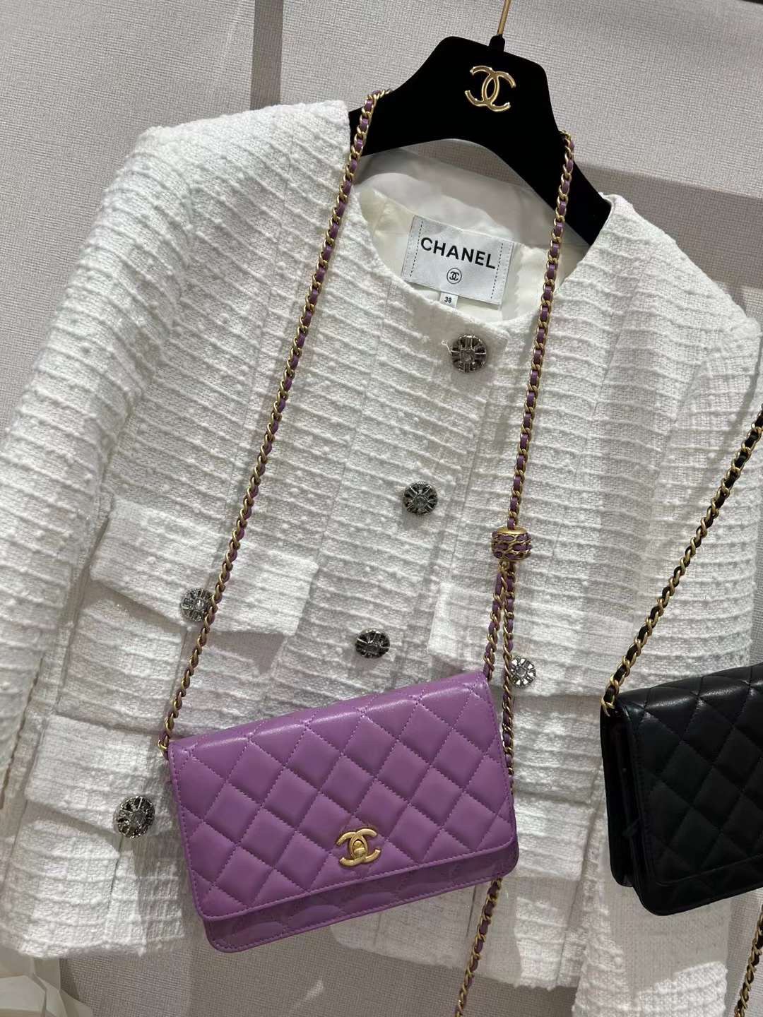 【P1020】Chanel Woc 香奈儿新款金球锁链条空姐包斜挎女包19CM 紫色