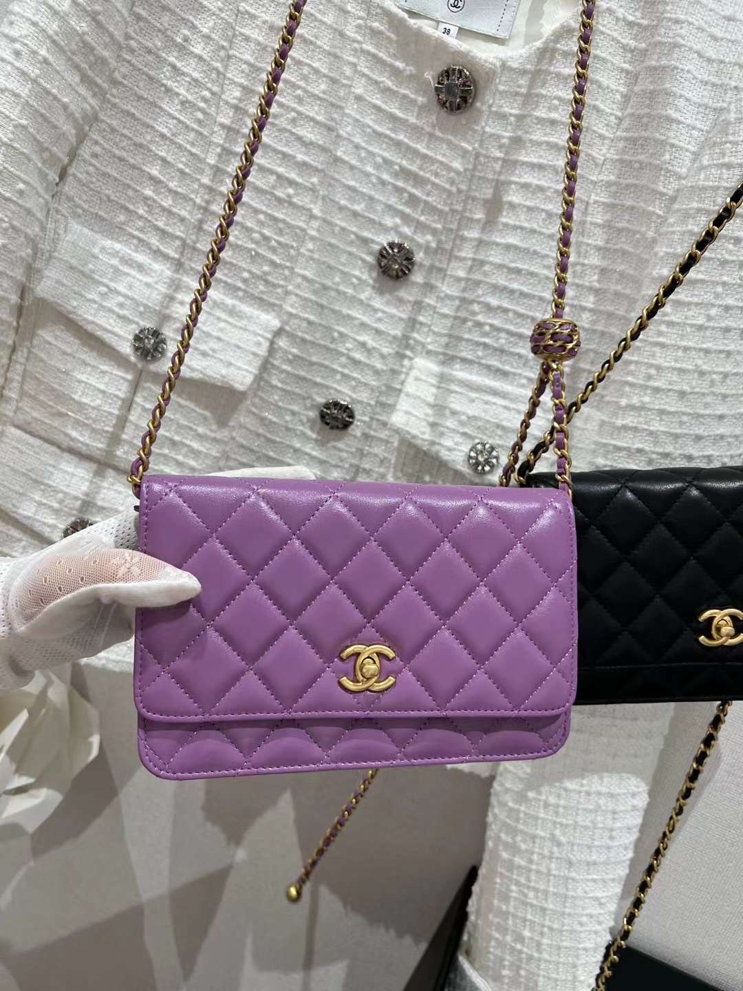 【P1020】Chanel Woc 香奈儿新款金球锁链条空姐包斜挎女包19CM 紫色