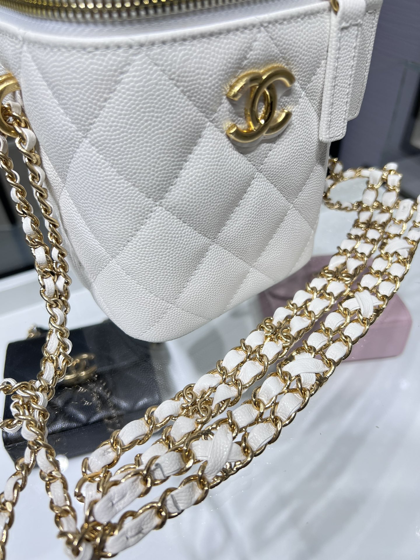 【P1430】香奈儿包包官网 Chanel2022新款双链长方形盒子包斜挎包 白色