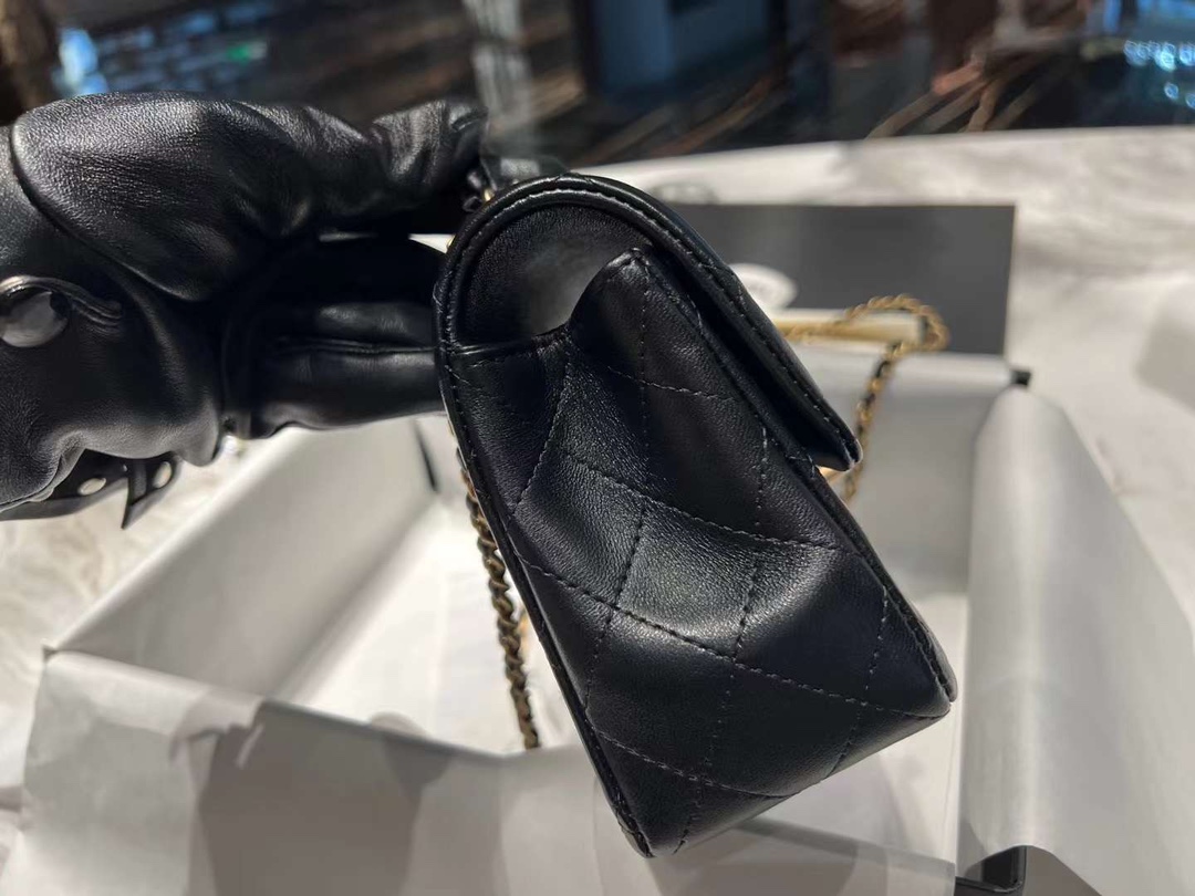 【P1880】Chanel Mini Cf手柄款 香奈儿22年新款羊皮菱格手提斜挎女包20CM