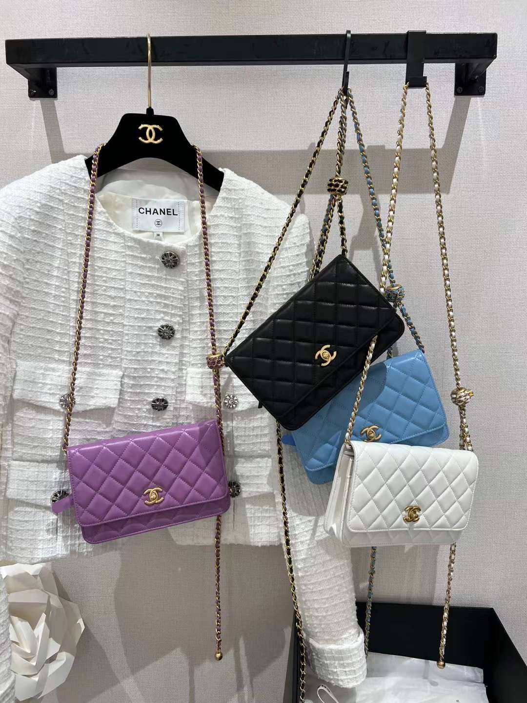 【P1020】Chanel Woc 香奈儿新款金球锁链条空姐包斜挎女包19CM 紫色