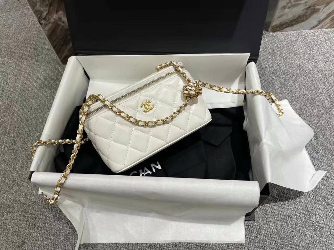 【P1170】香奈儿女包批发 Chanel2022新款羊皮核桃金球链条包大号盒子包17CM