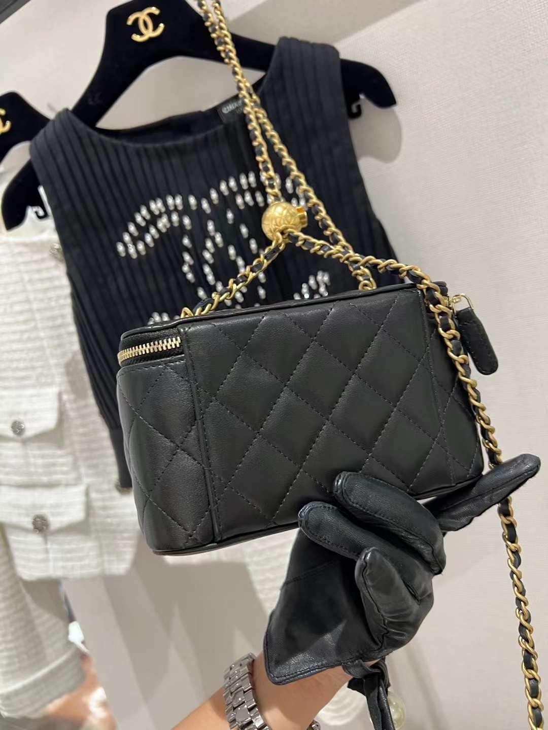 【P1170】Chanel女包价格 香奈儿2022新款升级版金球链条大号盒子包 黑色